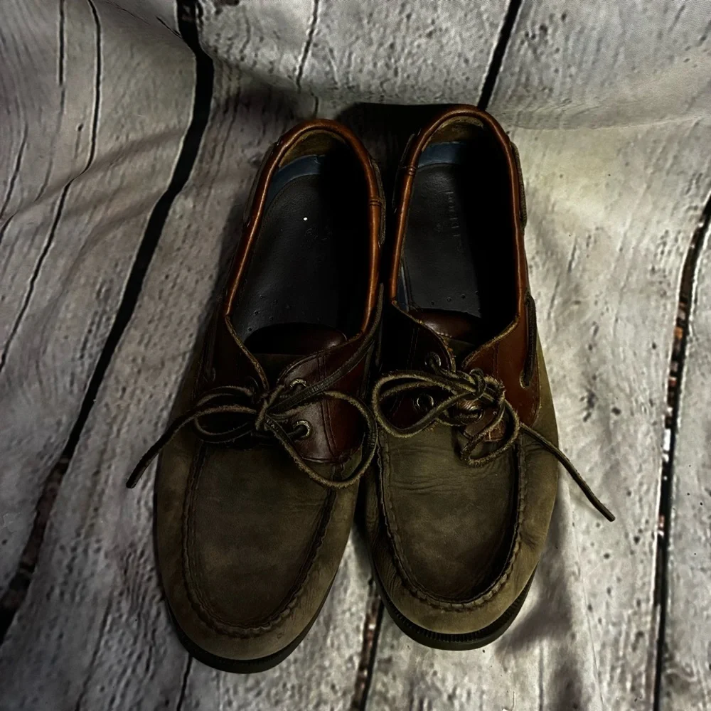 Dockers Castaway Leather Boat Lace Shoes Brown Size 9M 090-1448 Nautical Preppy‎